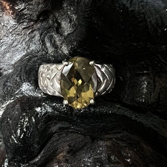 Vintage Clyde Duneier 5.21 ct Oval Checkerboard Cut Citrine Ring Size 7.5 925 - Picture 2 of 15